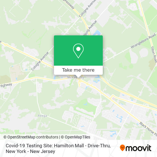 Covid-19 Testing Site: Hamilton Mall - Drive-Thru map