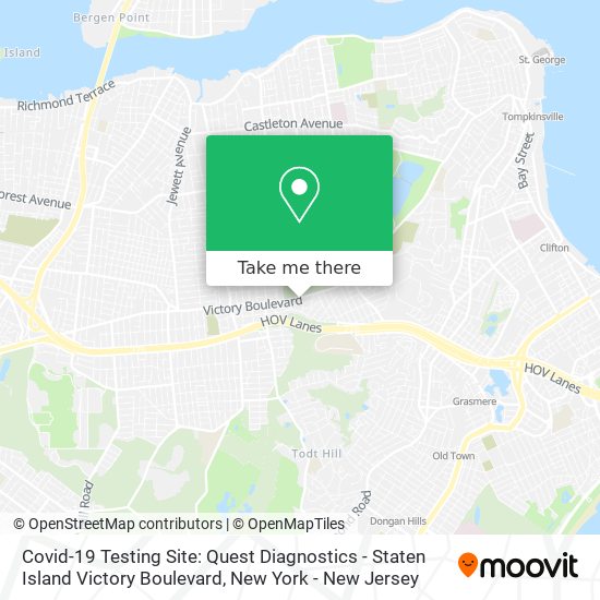Mapa de Covid-19 Testing Site: Quest Diagnostics - Staten Island Victory Boulevard