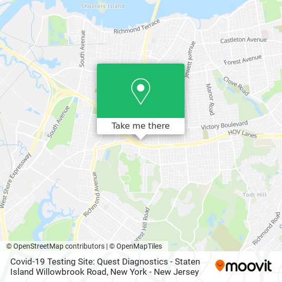Covid-19 Testing Site: Quest Diagnostics - Staten Island Willowbrook Road map