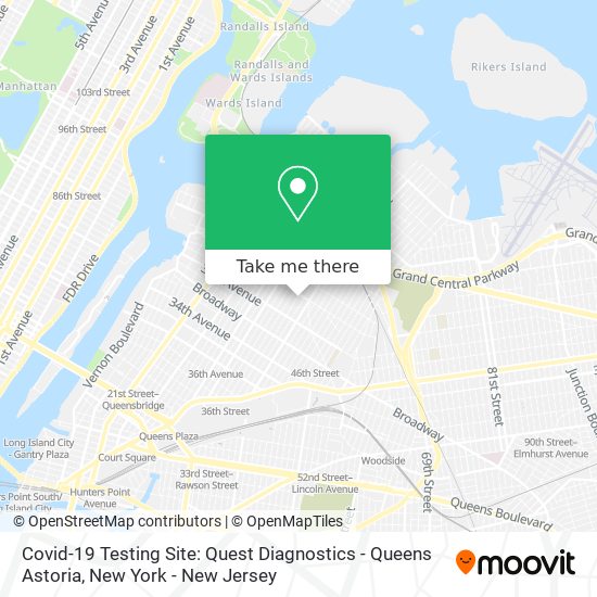 Covid-19 Testing Site: Quest Diagnostics - Queens Astoria map