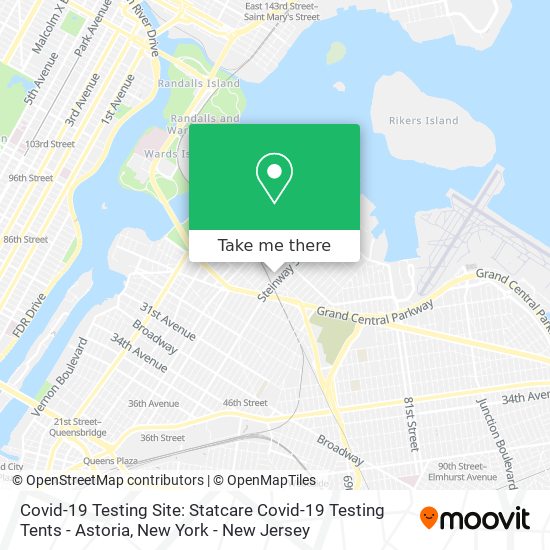 Mapa de Covid-19 Testing Site: Statcare Covid-19 Testing Tents - Astoria