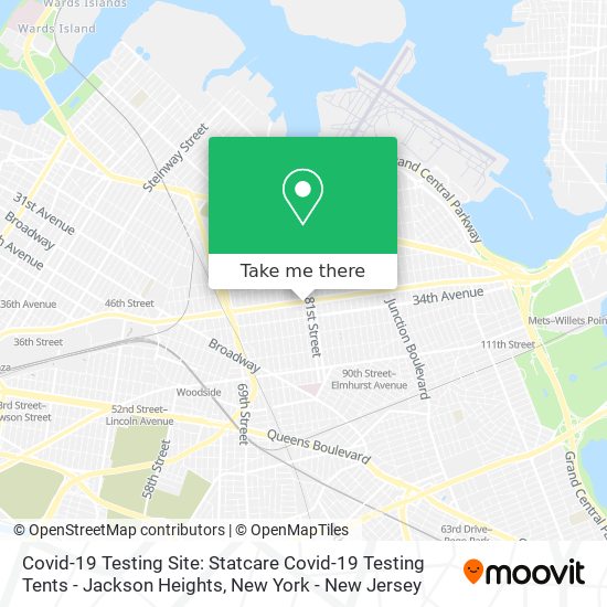 Covid-19 Testing Site: Statcare Covid-19 Testing Tents - Jackson Heights map