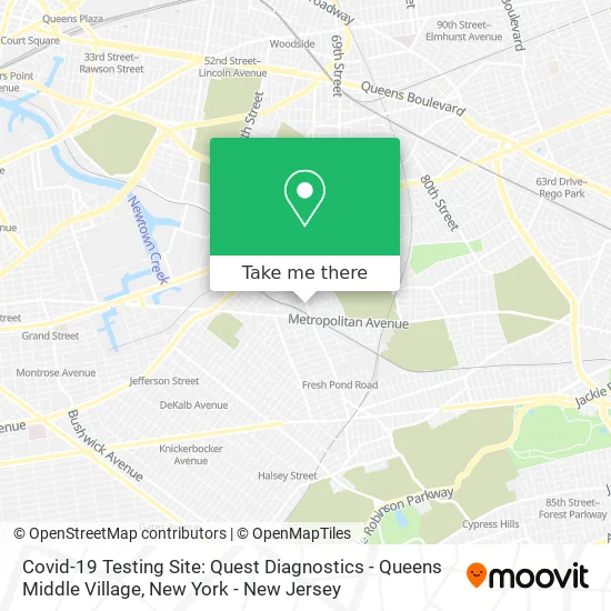 Mapa de Covid-19 Testing Site: Quest Diagnostics - Queens Middle Village