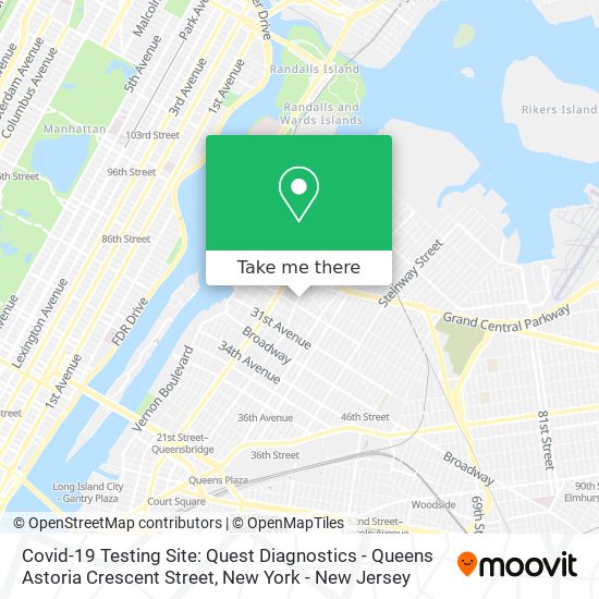 Covid-19 Testing Site: Quest Diagnostics - Queens Astoria Crescent Street map