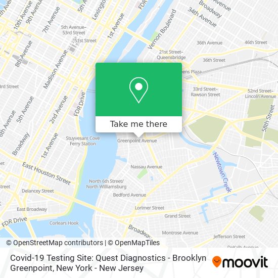 Covid-19 Testing Site: Quest Diagnostics - Brooklyn Greenpoint map