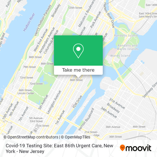 Mapa de Covid-19 Testing Site: East 86th Urgent Care