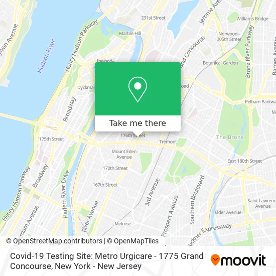 Covid-19 Testing Site: Metro Urgicare - 1775 Grand Concourse map