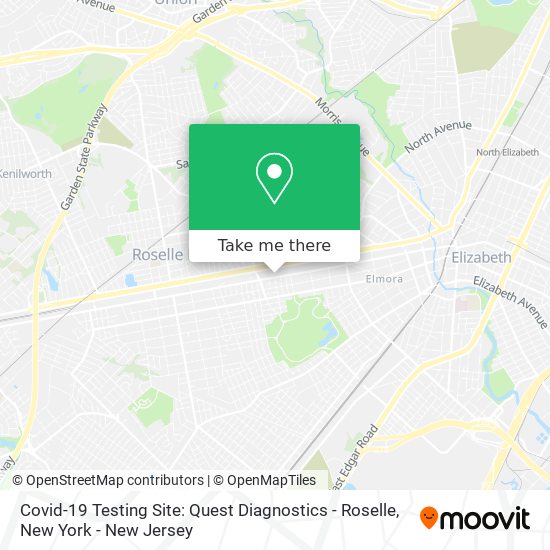 Mapa de Covid-19 Testing Site: Quest Diagnostics - Roselle