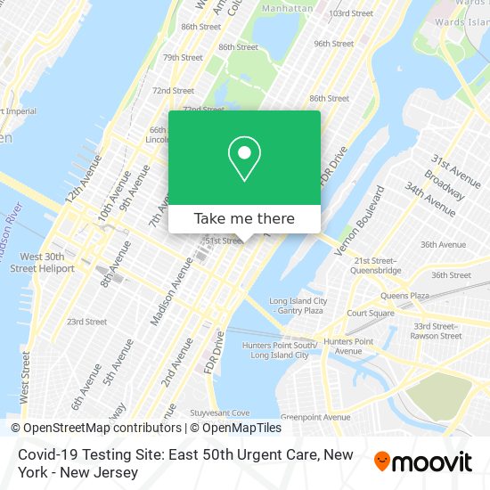 Covid-19 Testing Site: East 50th Urgent Care map