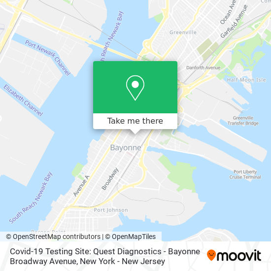 Covid-19 Testing Site: Quest Diagnostics - Bayonne Broadway Avenue map