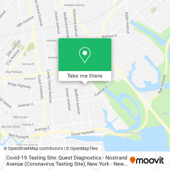 Mapa de Covid-19 Testing Site: Quest Diagnostics - Nostrand Avenue (Coronavirus Testing Site)