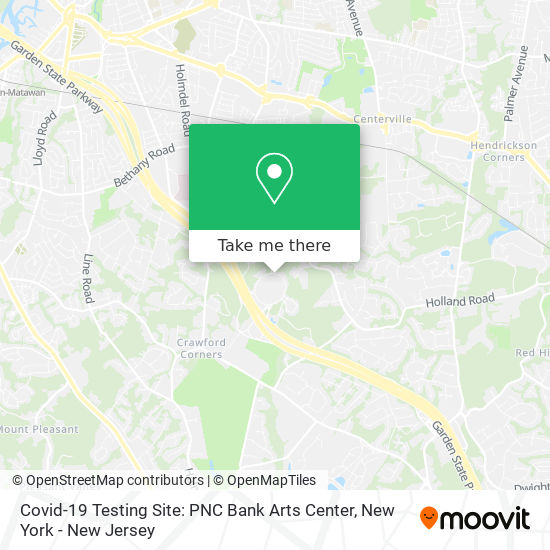 Mapa de Covid-19 Testing Site: PNC Bank Arts Center