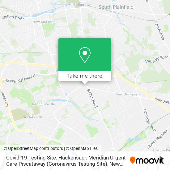 Covid-19 Testing Site: Hackensack Meridian Urgent Care-Piscataway (Coronavirus Testing Site) map