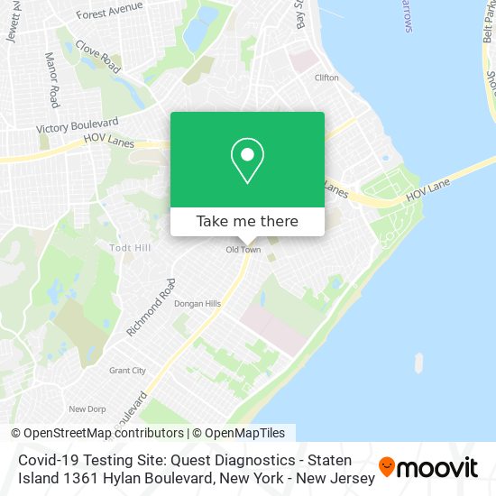 Mapa de Covid-19 Testing Site: Quest Diagnostics - Staten Island 1361 Hylan Boulevard