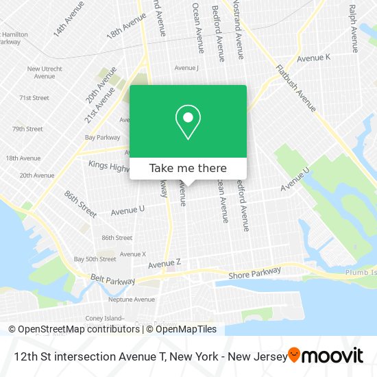 12th St intersection Avenue T map