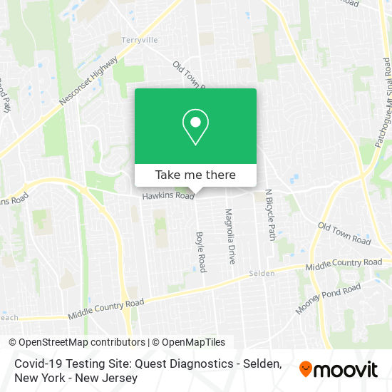 Covid-19 Testing Site: Quest Diagnostics - Selden map