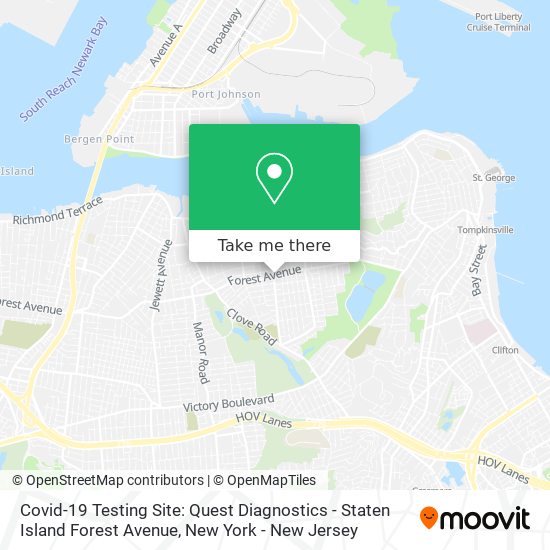 Mapa de Covid-19 Testing Site: Quest Diagnostics - Staten Island Forest Avenue