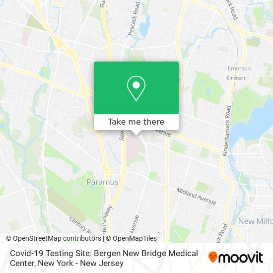 Covid-19 Testing Site: Bergen New Bridge Medical Center map