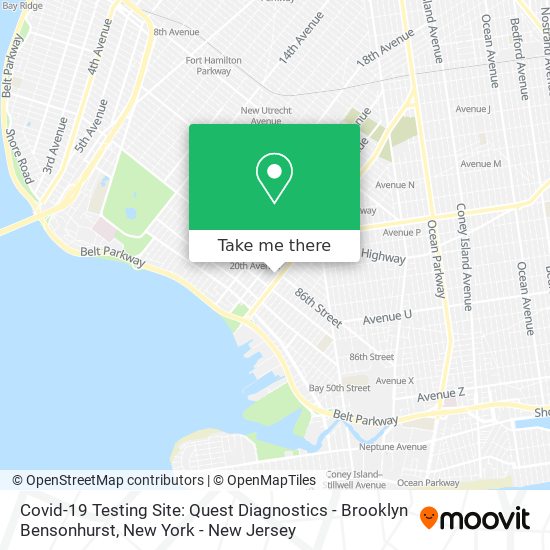 Covid-19 Testing Site: Quest Diagnostics - Brooklyn Bensonhurst map