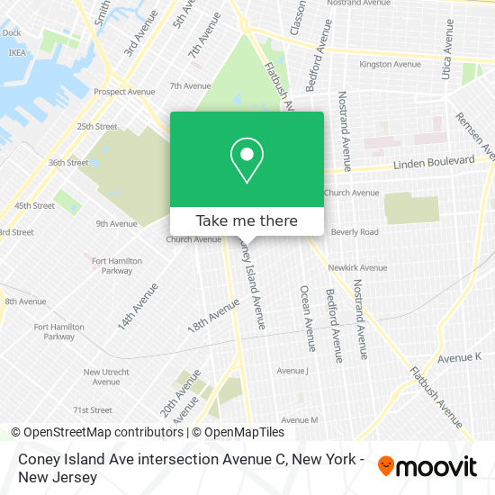 Mapa de Coney Island Ave intersection Avenue C