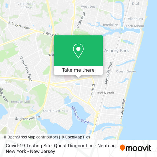 Mapa de Covid-19 Testing Site: Quest Diagnostics - Neptune