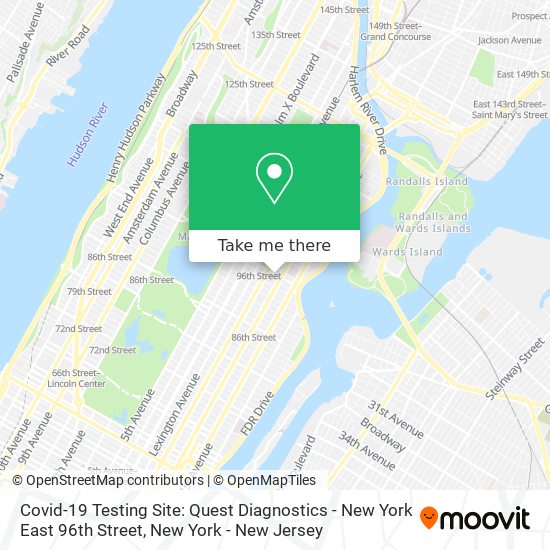 Covid-19 Testing Site: Quest Diagnostics - New York East 96th Street map