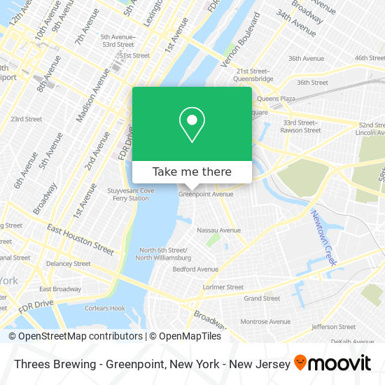 Mapa de Threes Brewing - Greenpoint