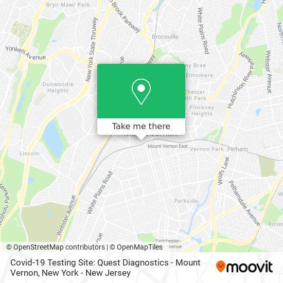 Covid-19 Testing Site: Quest Diagnostics - Mount Vernon map