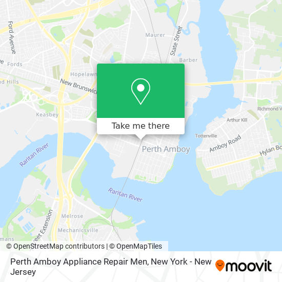 Perth Amboy Appliance Repair Men map