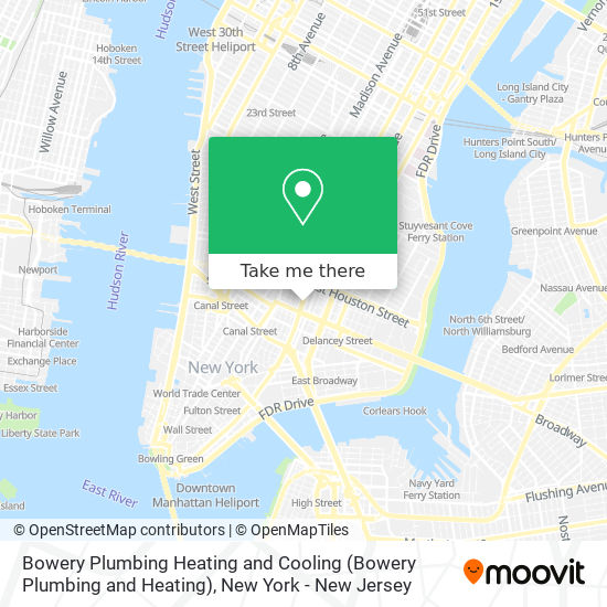 Bowery Plumbing Heating and Cooling map