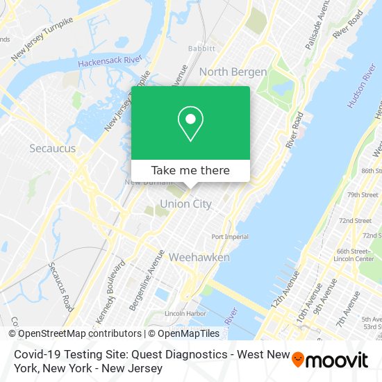 Covid-19 Testing Site: Quest Diagnostics - West New York map