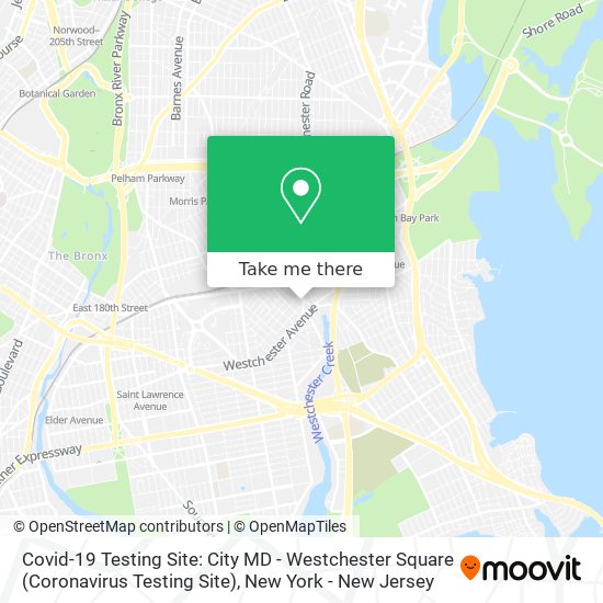 Covid-19 Testing Site: City MD - Westchester Square (Coronavirus Testing Site) map