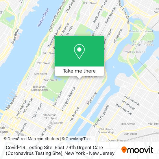 Covid-19 Testing Site: East 79th Urgent Care (Coronavirus Testing Site) map