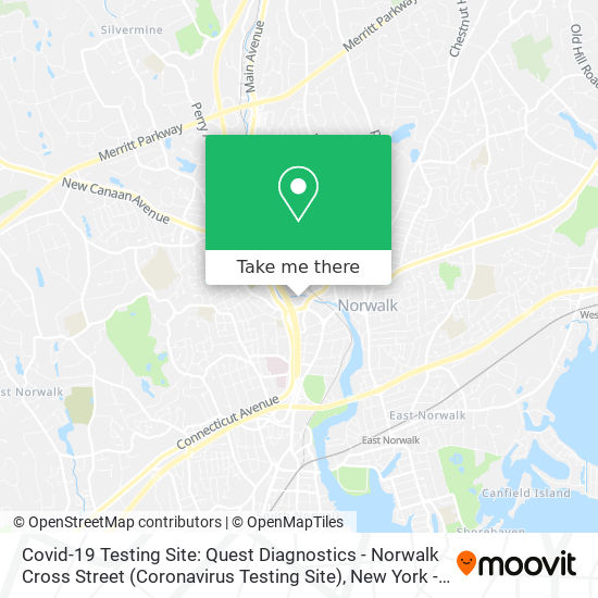 Covid-19 Testing Site: Quest Diagnostics - Norwalk Cross Street (Coronavirus Testing Site) map