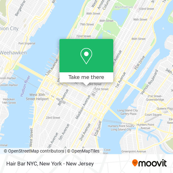 Hair Bar NYC map