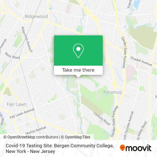 Covid-19 Testing Site: Bergen Community College map