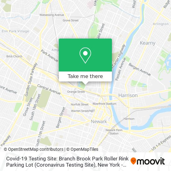 Covid-19 Testing Site: Branch Brook Park Roller Rink Parking Lot (Coronavirus Testing Site) map