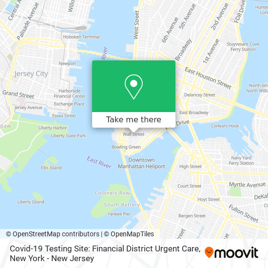 Covid-19 Testing Site: Financial District Urgent Care map