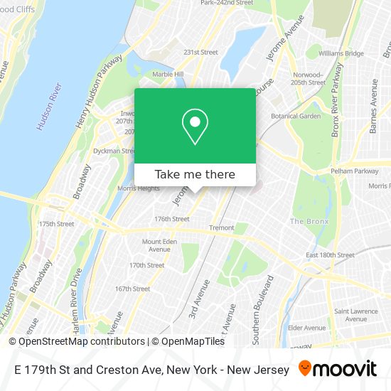 E 179th St and Creston Ave map