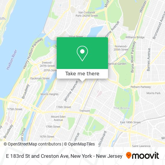 E 183rd St and Creston Ave map