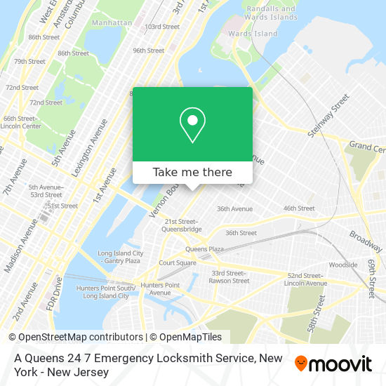 A Queens 24 7 Emergency Locksmith Service map
