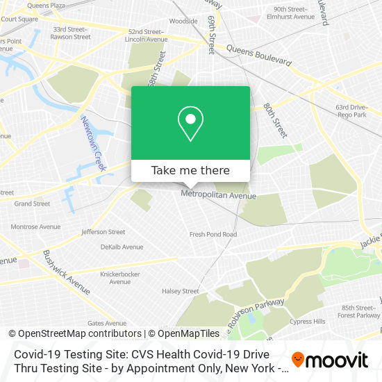 Mapa de Covid-19 Testing Site: CVS Health Covid-19 Drive Thru Testing Site - by Appointment Only