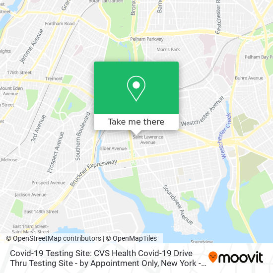 Mapa de Covid-19 Testing Site: CVS Health Covid-19 Drive Thru Testing Site - by Appointment Only