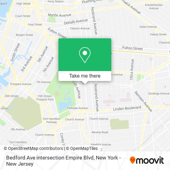 Mapa de Bedford Ave intersection Empire Blvd