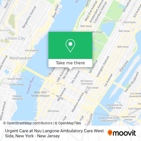 Urgent Care at Nyu Langone Ambulatory Care West Side map