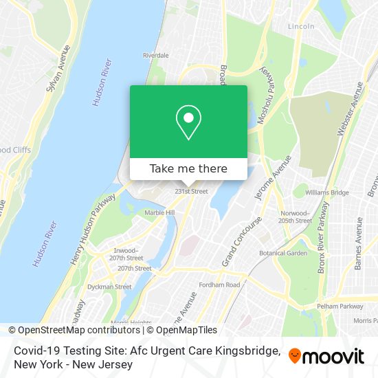 Covid-19 Testing Site: Afc Urgent Care Kingsbridge map