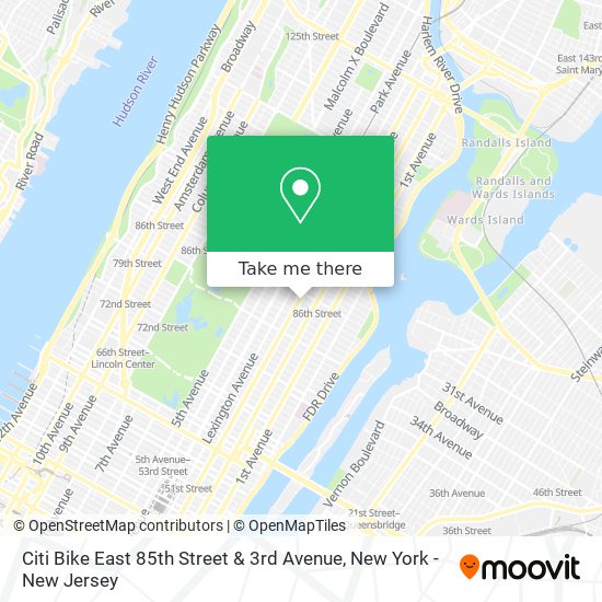 Citi Bike East 85th Street & 3rd Avenue map