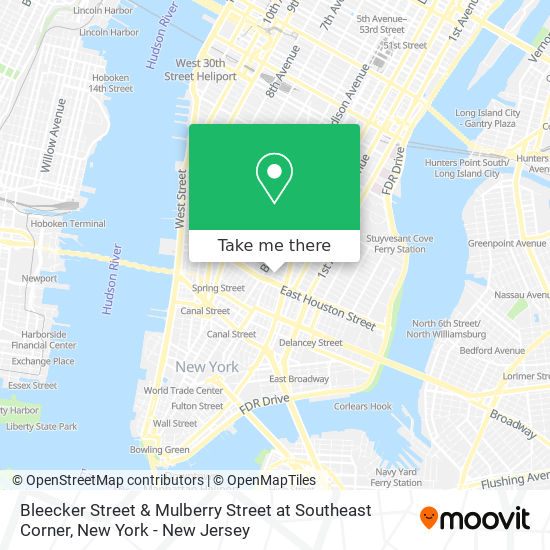 Mapa de Bleecker Street & Mulberry Street at Southeast Corner