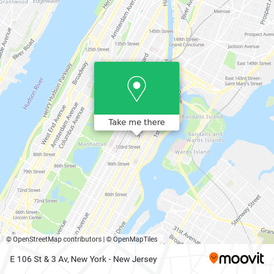 E 106 St & 3 Av map