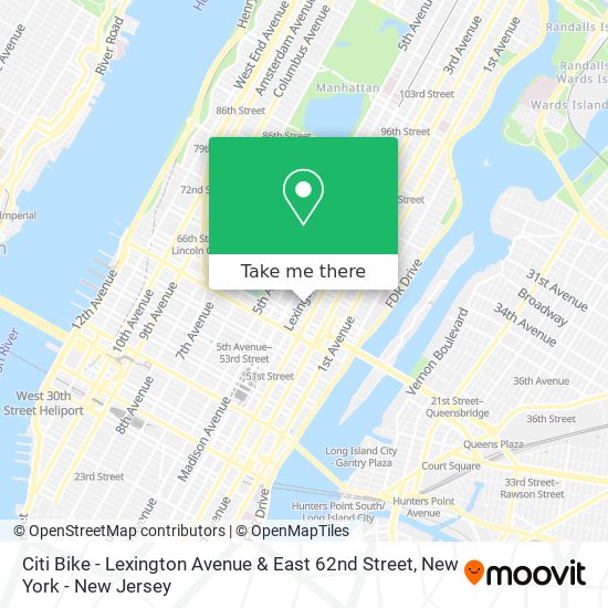 Mapa de Citi Bike - Lexington Avenue & East 62nd Street